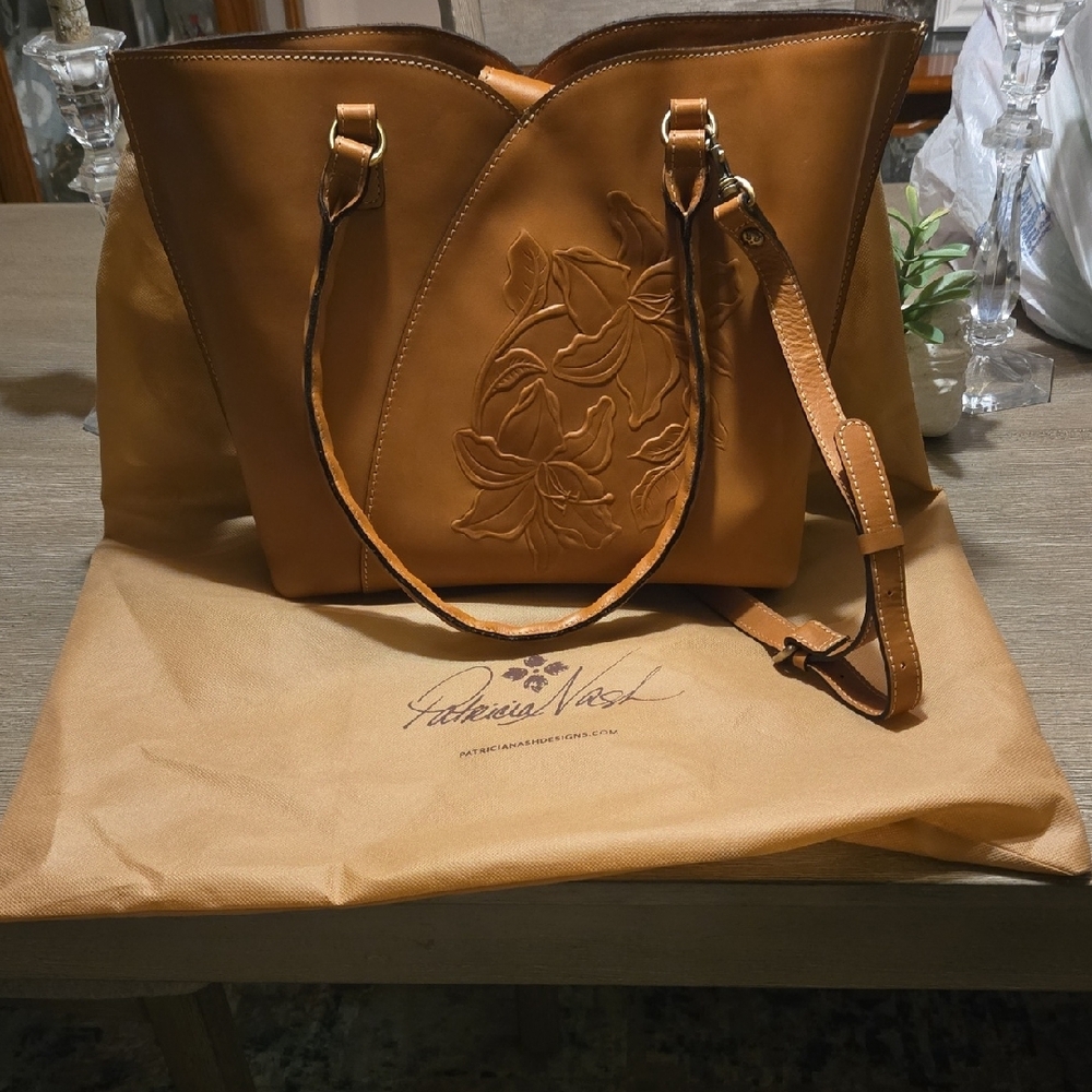 Patricia Nash Tan Floral-Embossed Tote - Picture 11 of 15